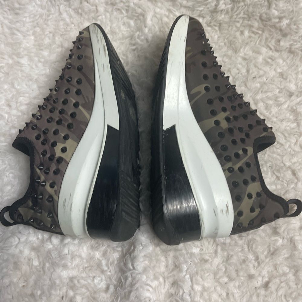 GIANNI BINI NYLON CAMOUFLAGE WEDGE SLIP ON SNEAKERS WITH BLACK SPIKES SZ9 - Picture 4 of 8